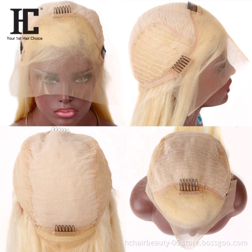613 Blonde  Lace Wig Brazilian Straight Human Hair wigs Transparent Lace Front Wigs Pre-Plucked With Baby Hair